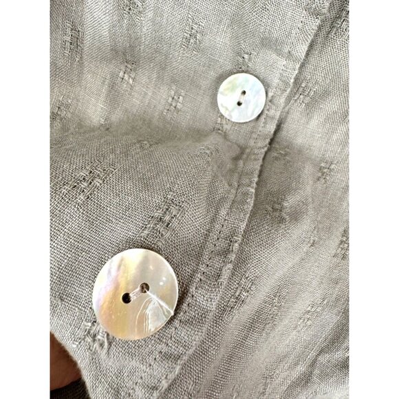Bryn Walker 100% linen lagen look button top olive sz M - Picture 8 of 10